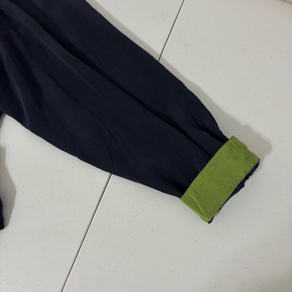 Vtg Maggie McNaughton‎ Womens Silk Navy Green Buttoned Long Sleeve Tunic Top 3X - Picture 8 of 11